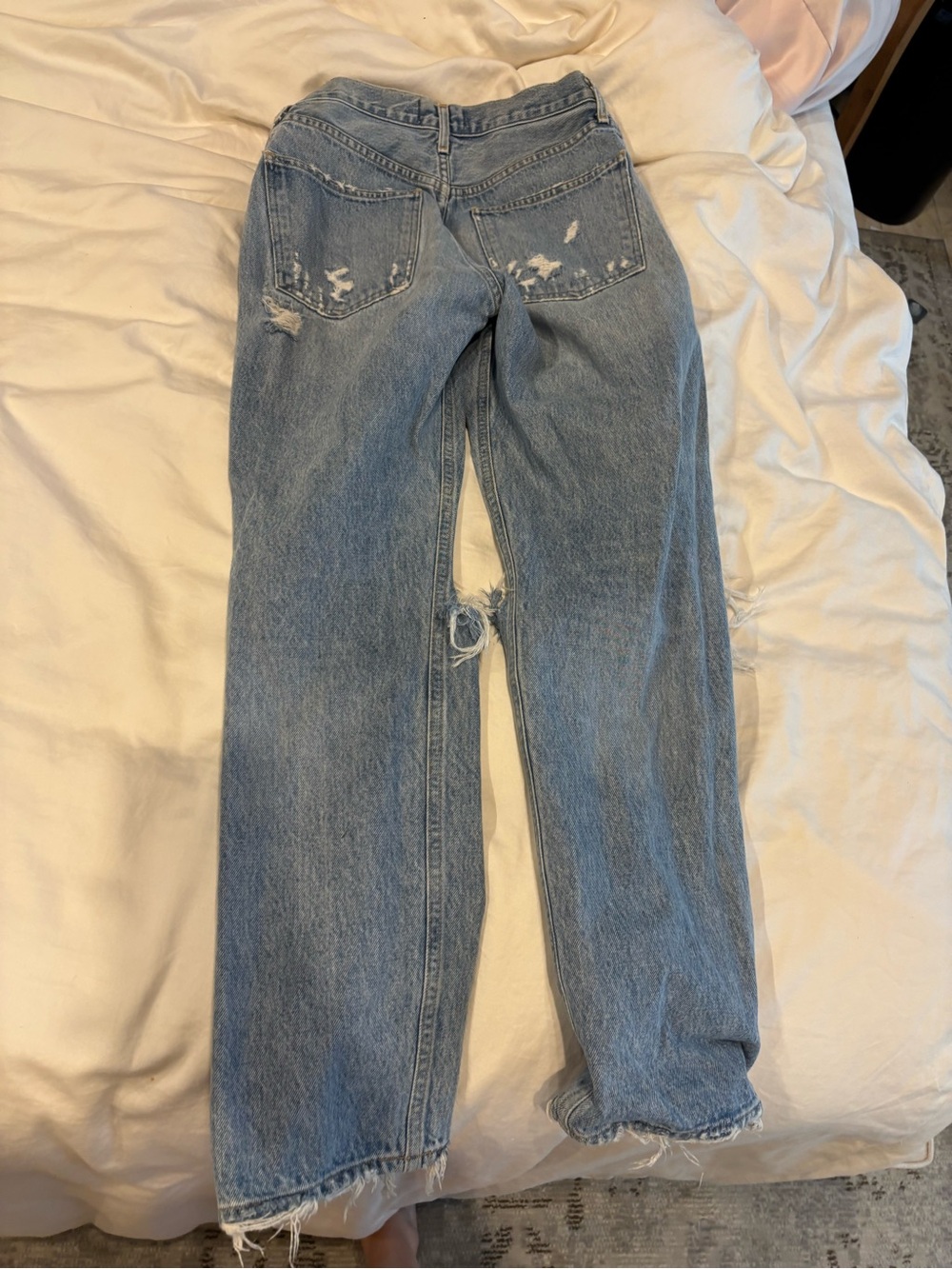 Agolde Light Blue Distressed Boyfriend Jeans